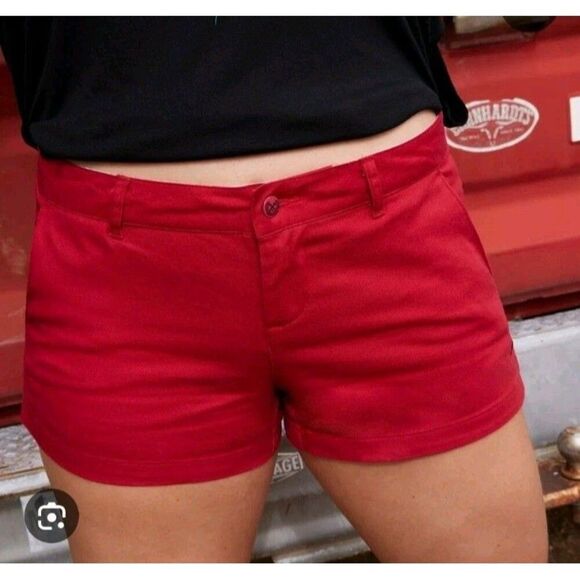 Dixxon Shorts Womens 9 Red Chino 3" Inseam Cotton Stretch Outdoors Skater - Picture 1 of 9
